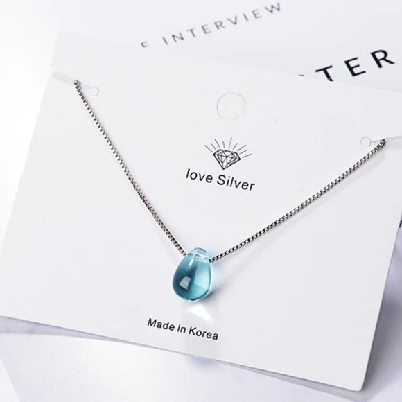 Jewelry - NEW 925 Sterling Silver Crystal Waterdrop Necklace